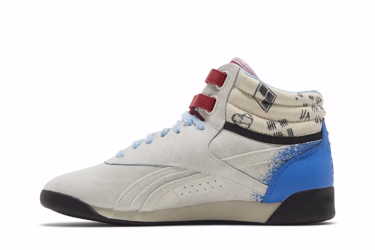 DC Comics x Reebok Women's Freestyle High Harley Quinn, view 4