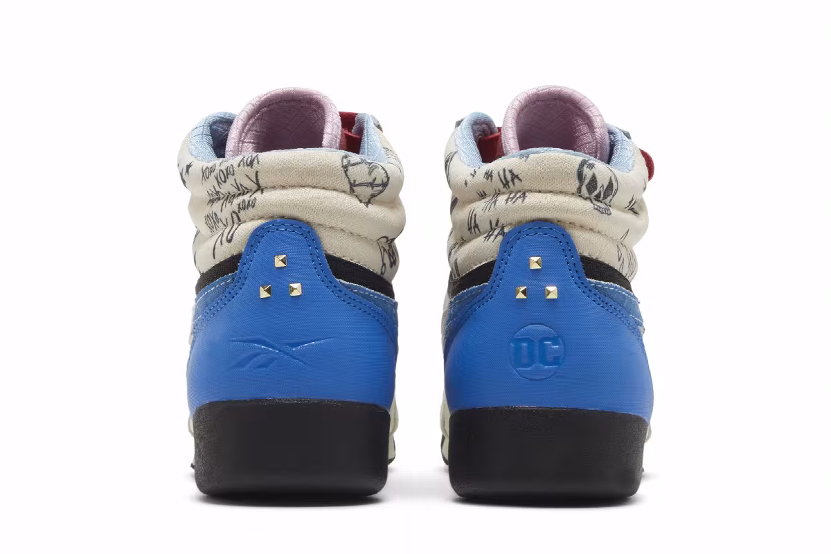 DC Comics x Reebok Women's Freestyle High Harley Quinn, view 7