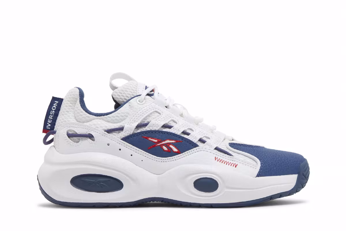 Reebok Solution Mid Big Kid White Batik Blue, view 2