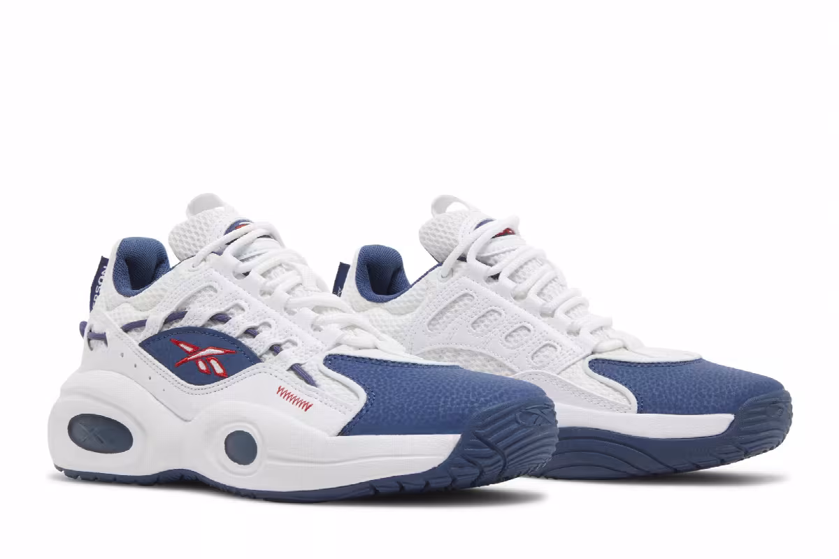 Reebok Solution Mid Big Kid White Batik Blue, view 9