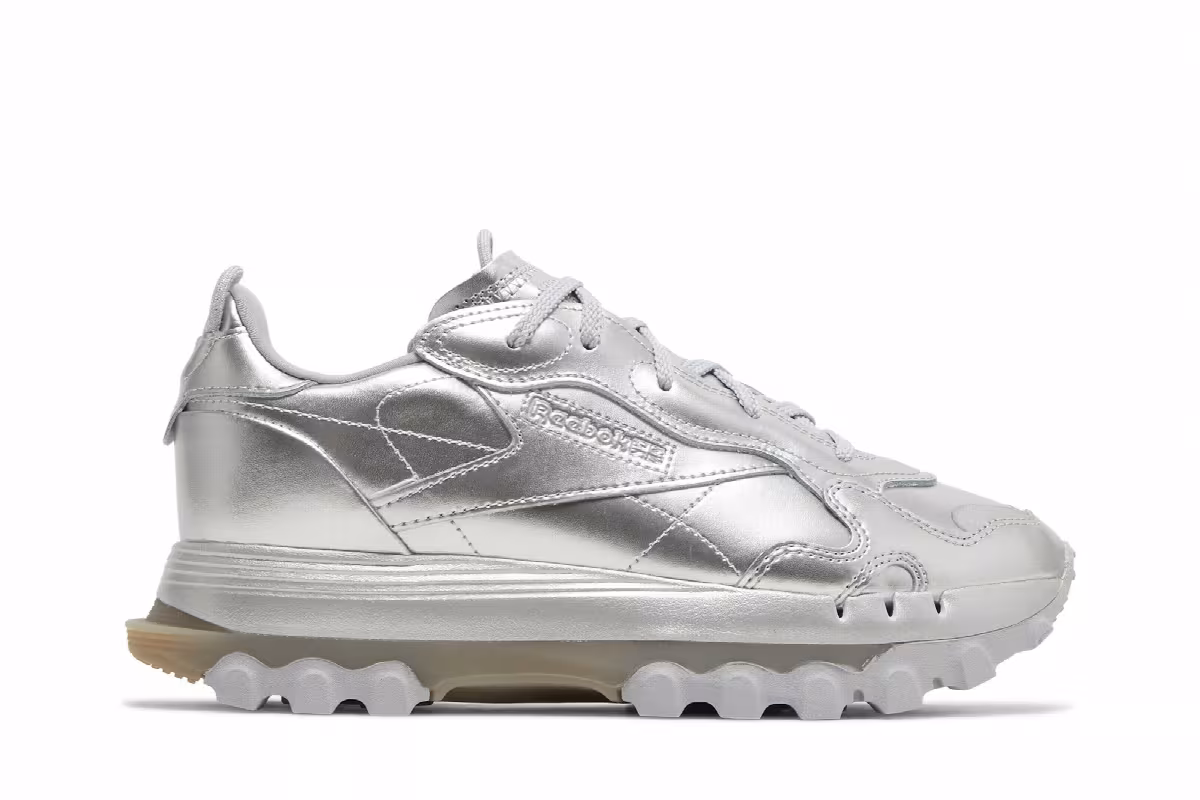 Cardi B x Reebok Women's Classic Leather Silver Metallic Pewter, view 2