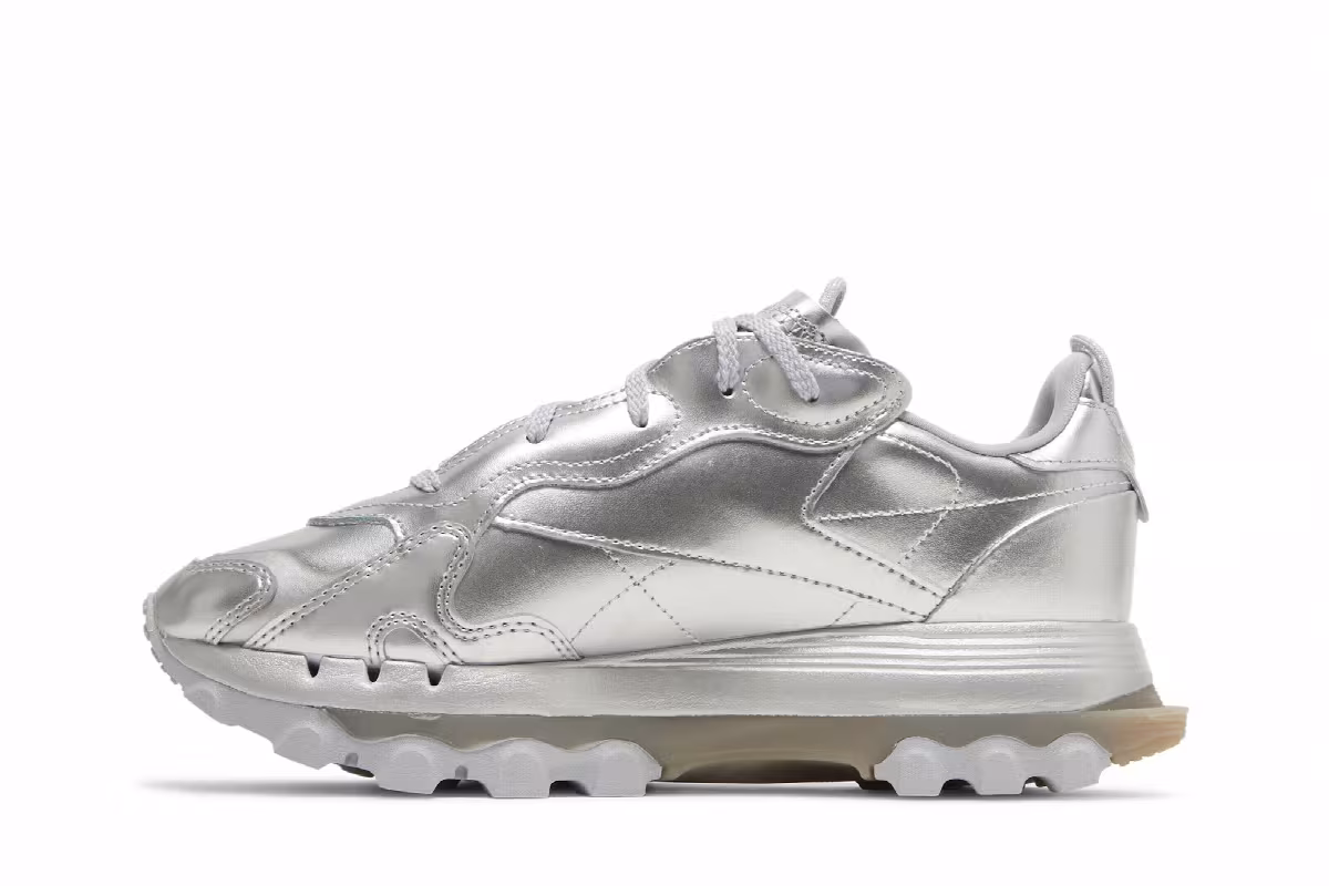 Cardi B x Reebok Women's Classic Leather Silver Metallic Pewter, view 4