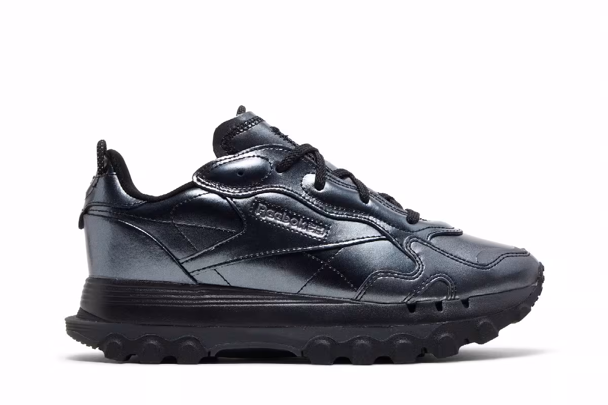 Cardi B x Reebok Women's Classic Leather Black Dark Silver, view 2
