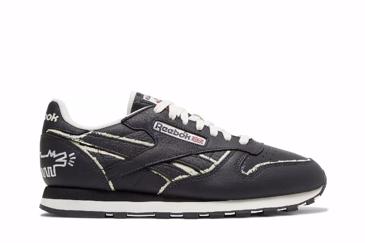 Keith Haring x Reebok Classic Leather Dog Blackboard Chalk Drawing, view 2