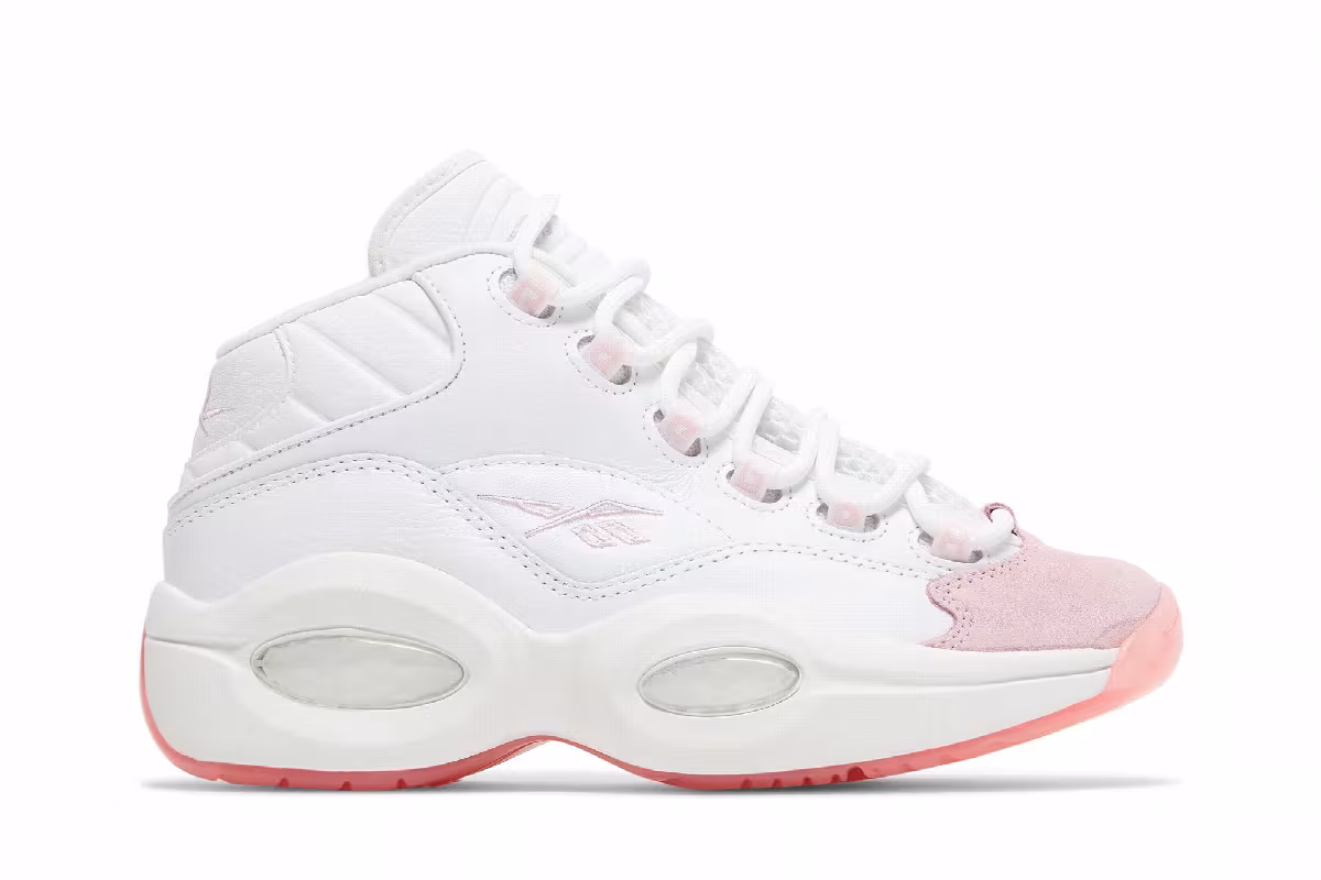 Reebok Question Mid Big Kid Pink Toe, view 2
