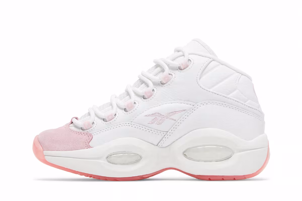 Reebok Question Mid Big Kid Pink Toe, view 4