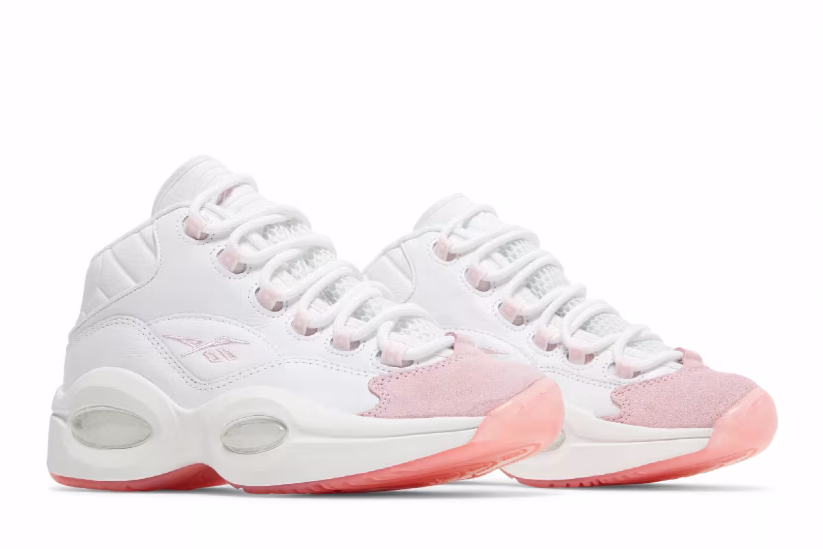 Reebok Question Mid Big Kid Pink Toe, view 9