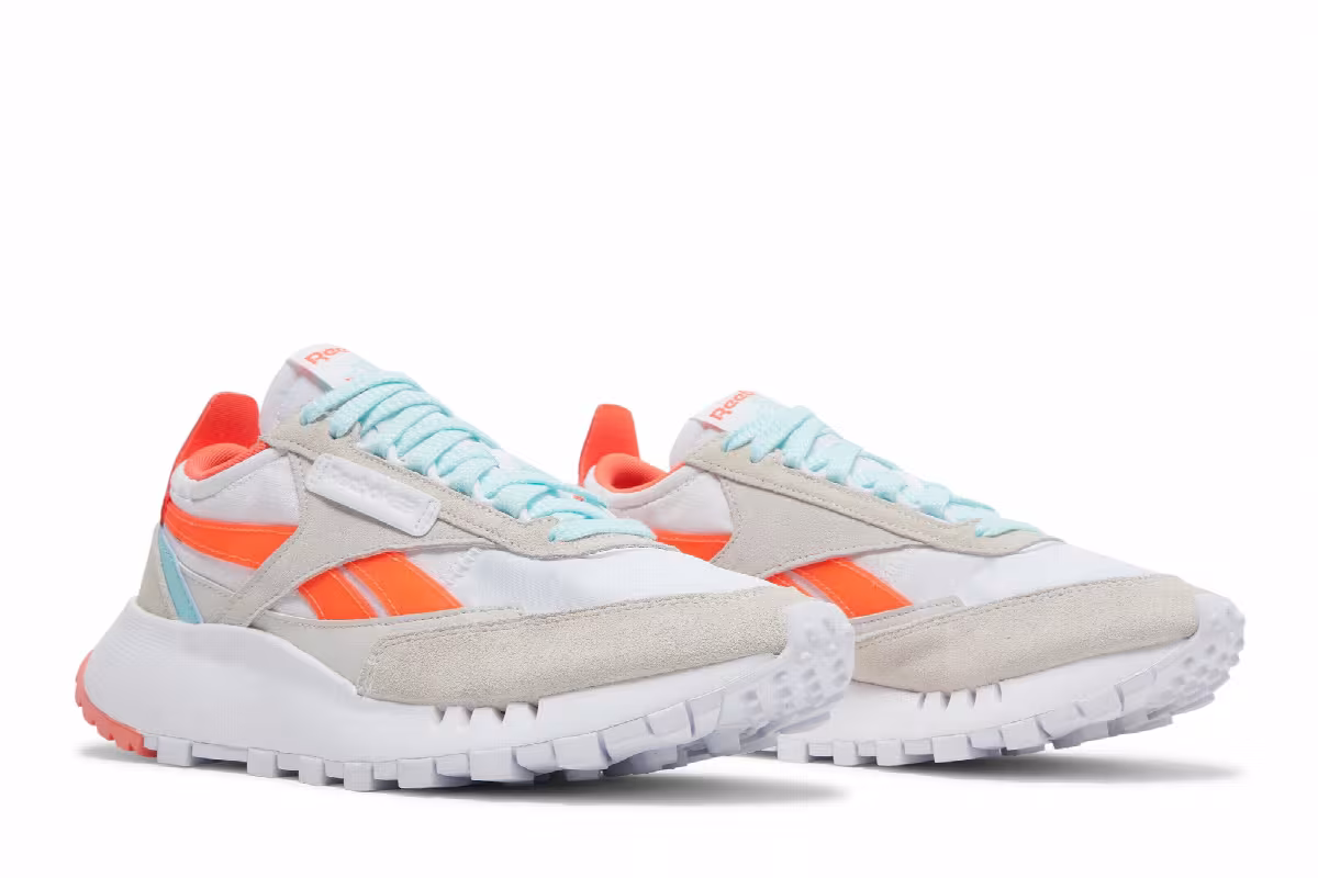 Reebok Women's Classic Leather Legacy White Orange Flare, view 9