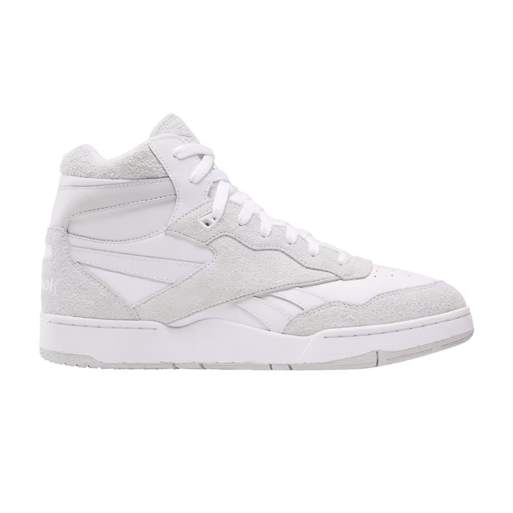 Reebok BB4000 2 Mid Triple White Hairy Suede