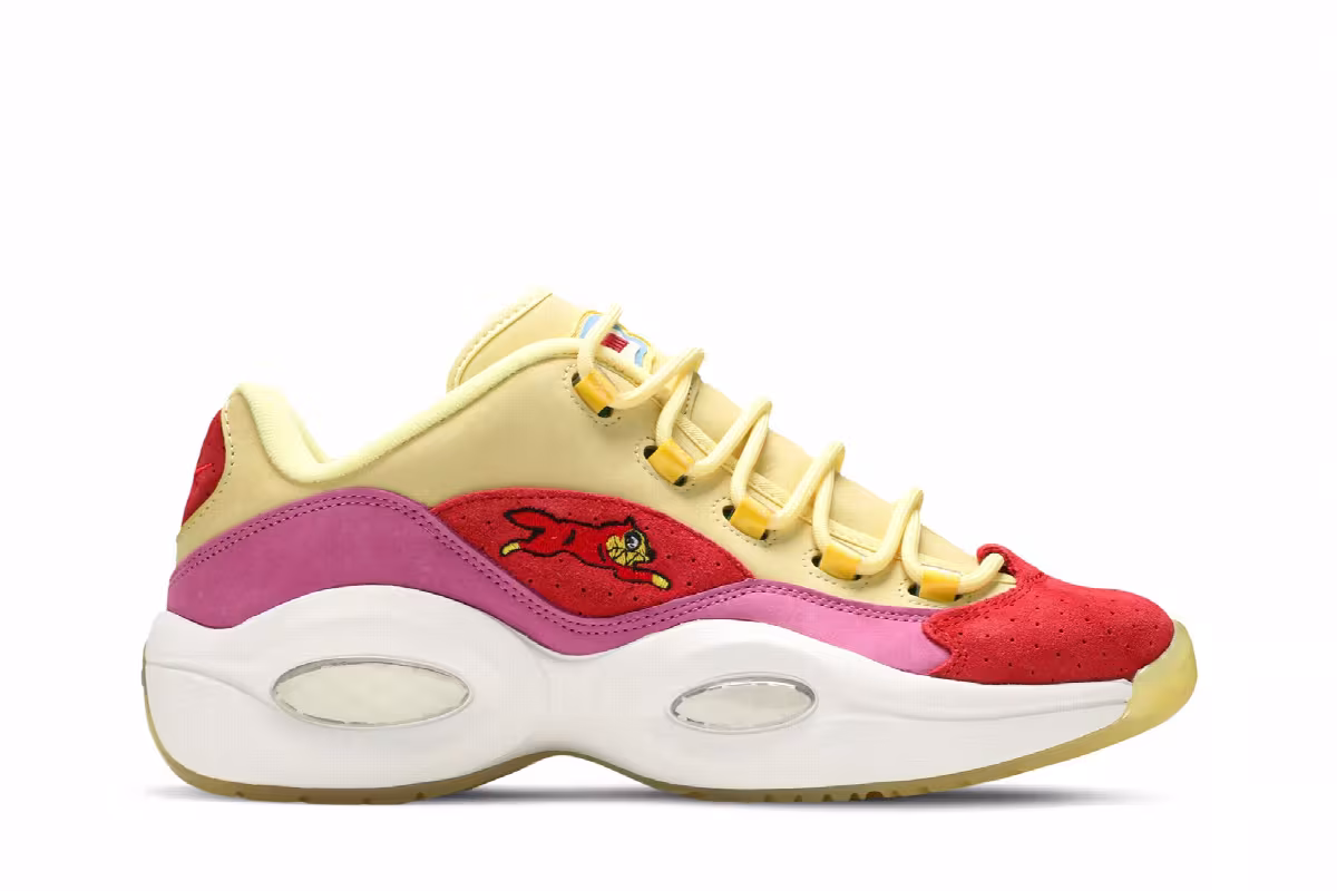 BBC Ice Cream x Reebok Question Low Yellow Red, view 2