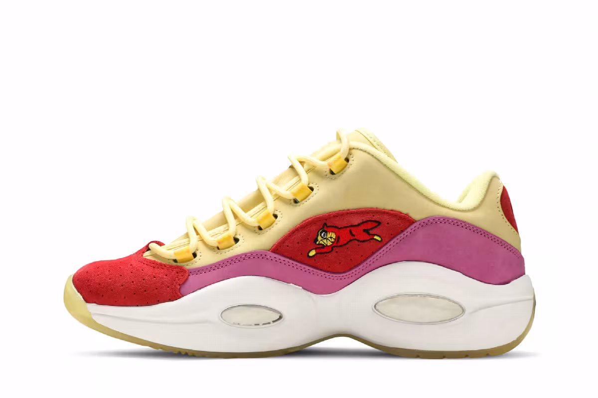 BBC Ice Cream x Reebok Question Low Yellow Red, view 4