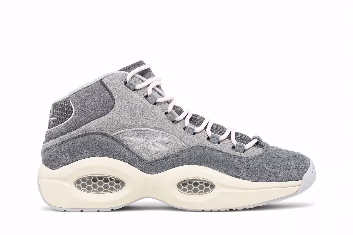 Reebok Question Mid Grey Suede, view 2