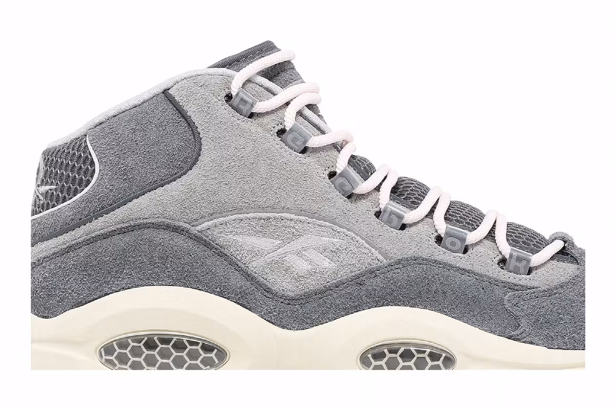 Reebok Question Mid Grey Suede, view 3
