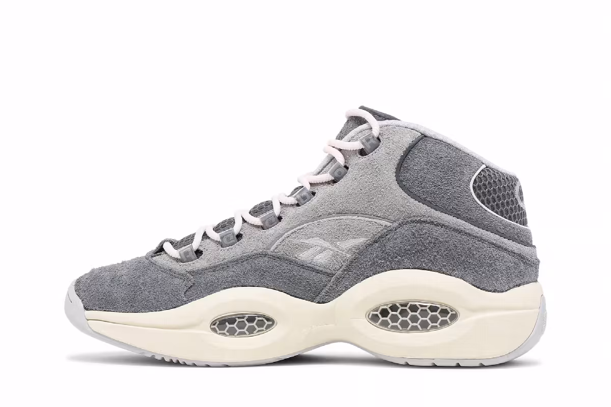 Reebok Question Mid Grey Suede, view 4