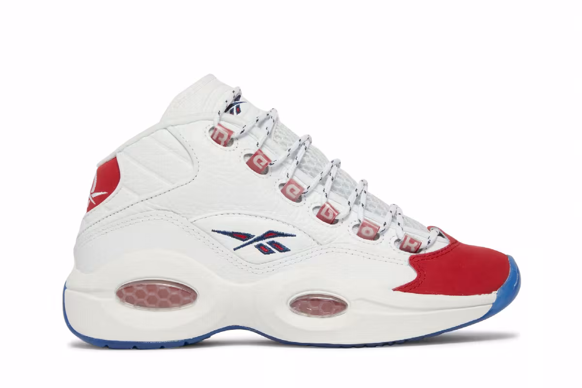 Reebok Question Mid OG Big Kids Red Toe 2020, view 2