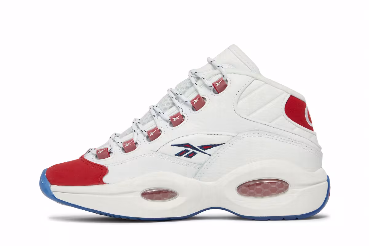 Reebok Question Mid OG Big Kids Red Toe 2020, view 4
