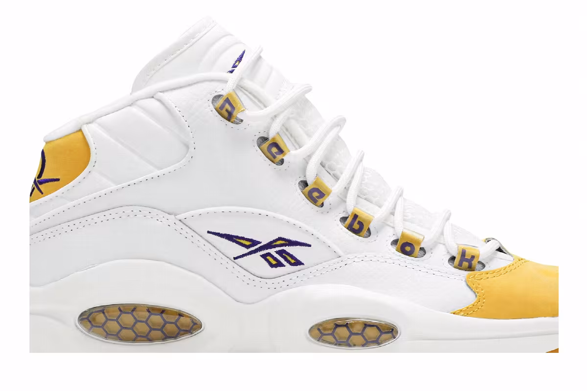 Reebok Question Mid Big Kid Yellow Toe, view 3