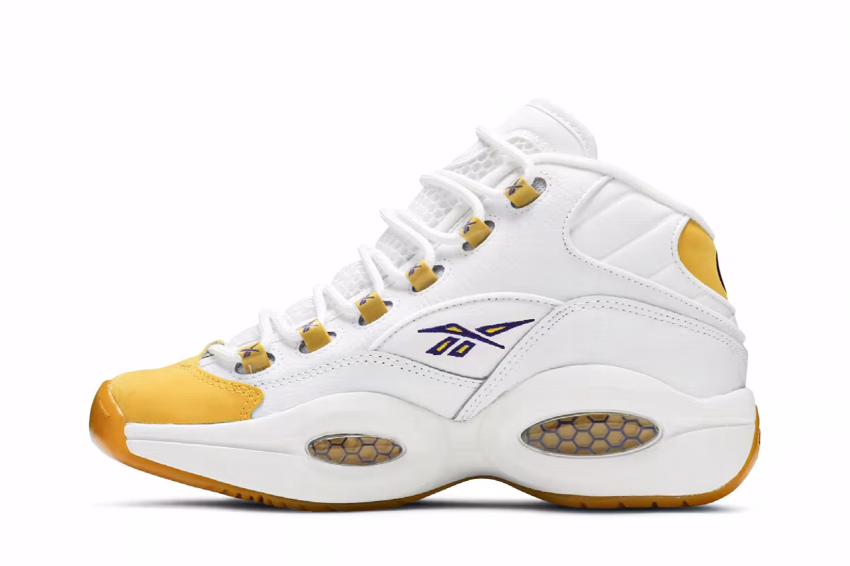 Reebok Question Mid Big Kid Yellow Toe, view 4