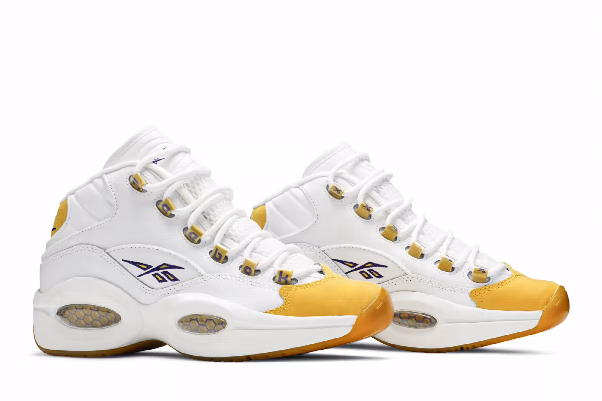 Reebok Question Mid Big Kid Yellow Toe, view 9