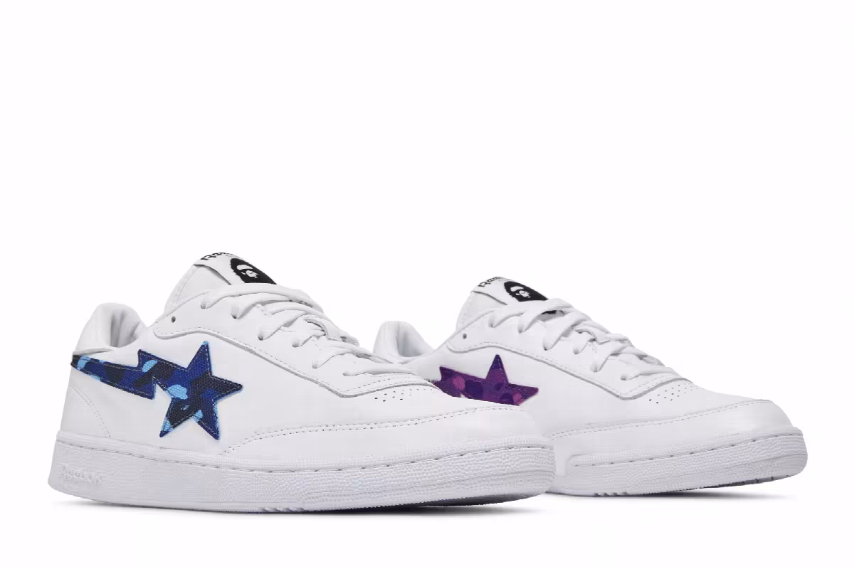 BAPE x Reebok Club C White Camo, view 9