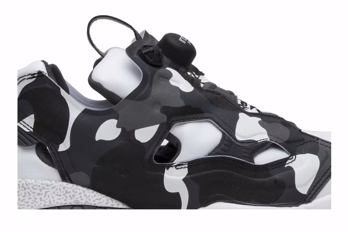 A Bathing Ape x Mita x Reebok InstaPump Fury White Black Camo, view 3