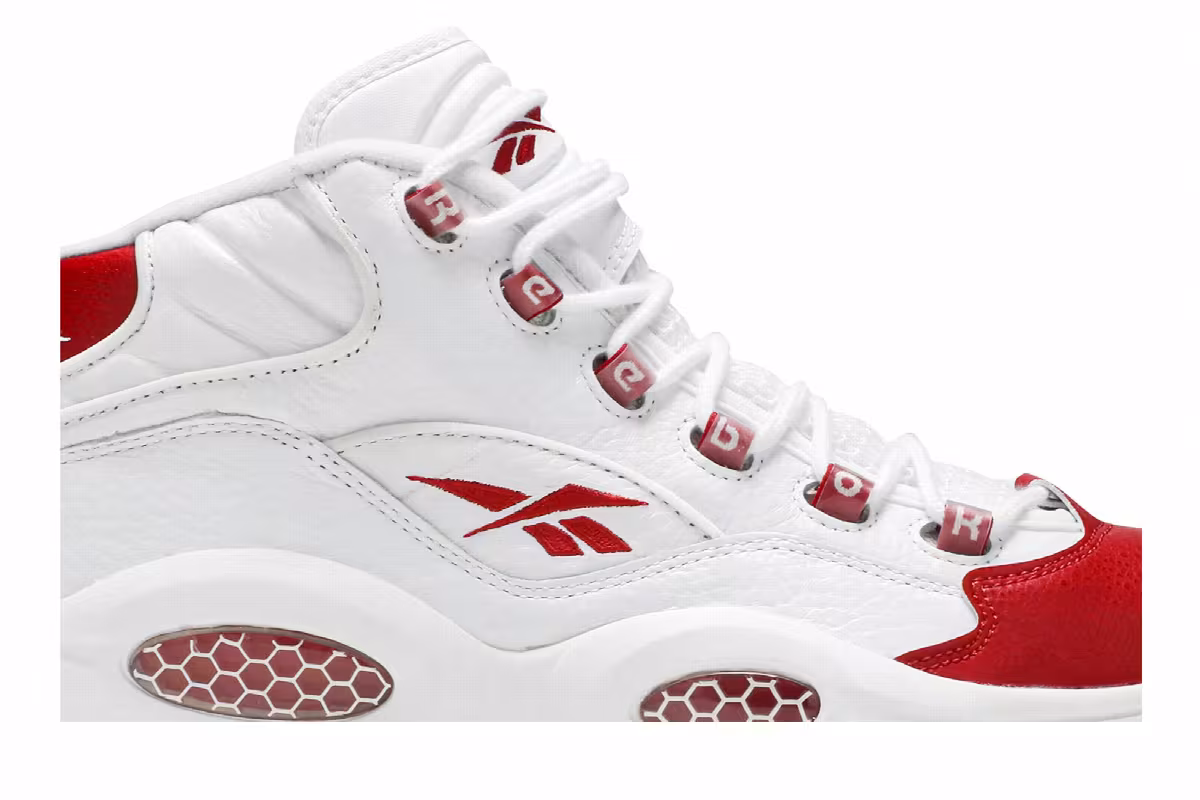 Reebok Question Mid White Pearlized Red, view 3