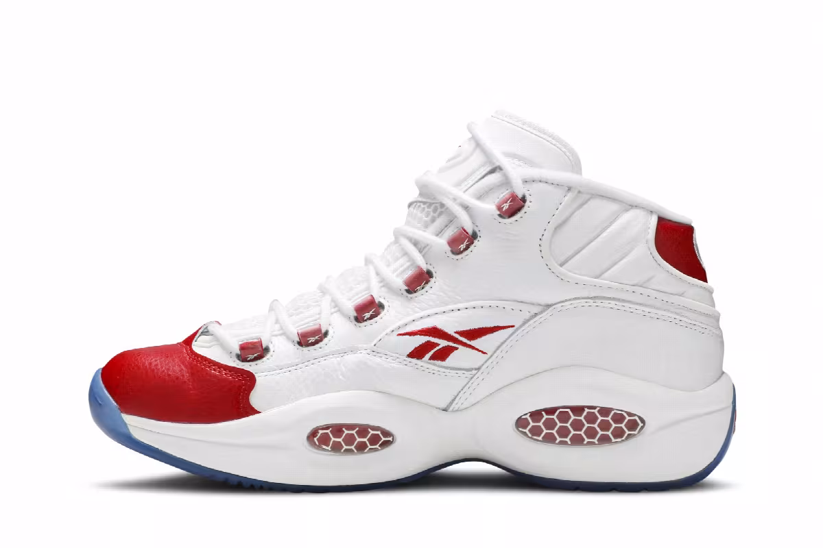 Reebok Question Mid White Pearlized Red, view 4