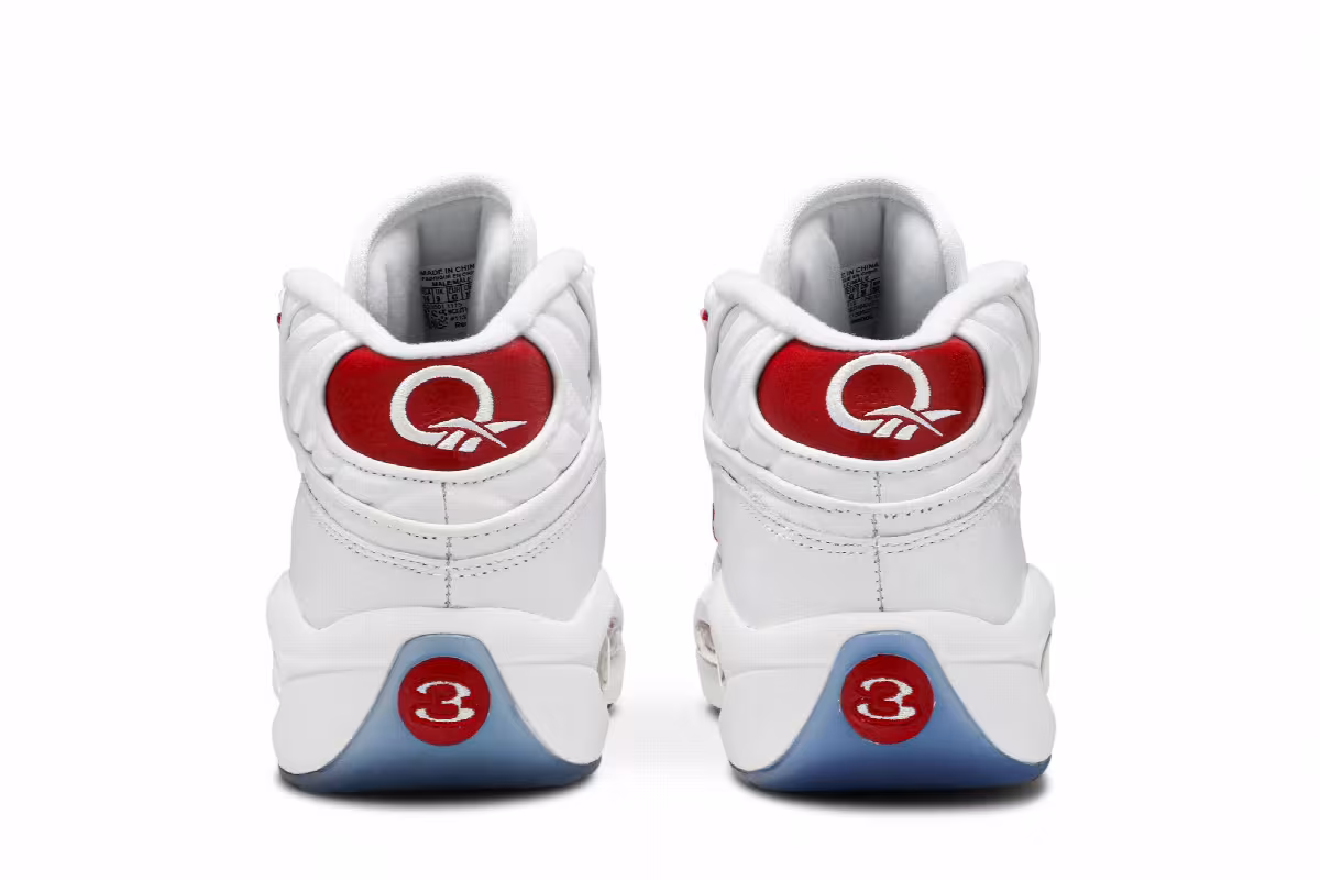 Reebok Question Mid White Pearlized Red, view 7