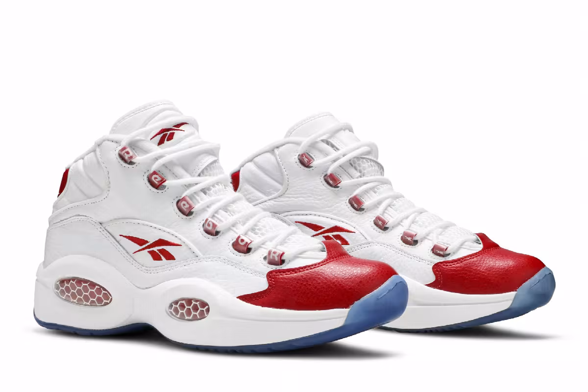 Reebok Question Mid White Pearlized Red, view 9