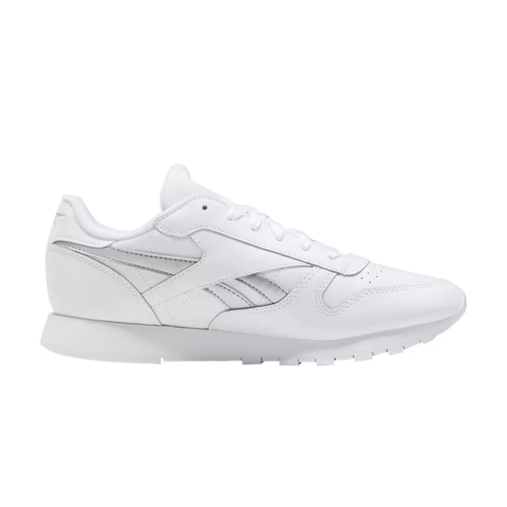 Reebok Women's Classic Leather White Silver Metallic
