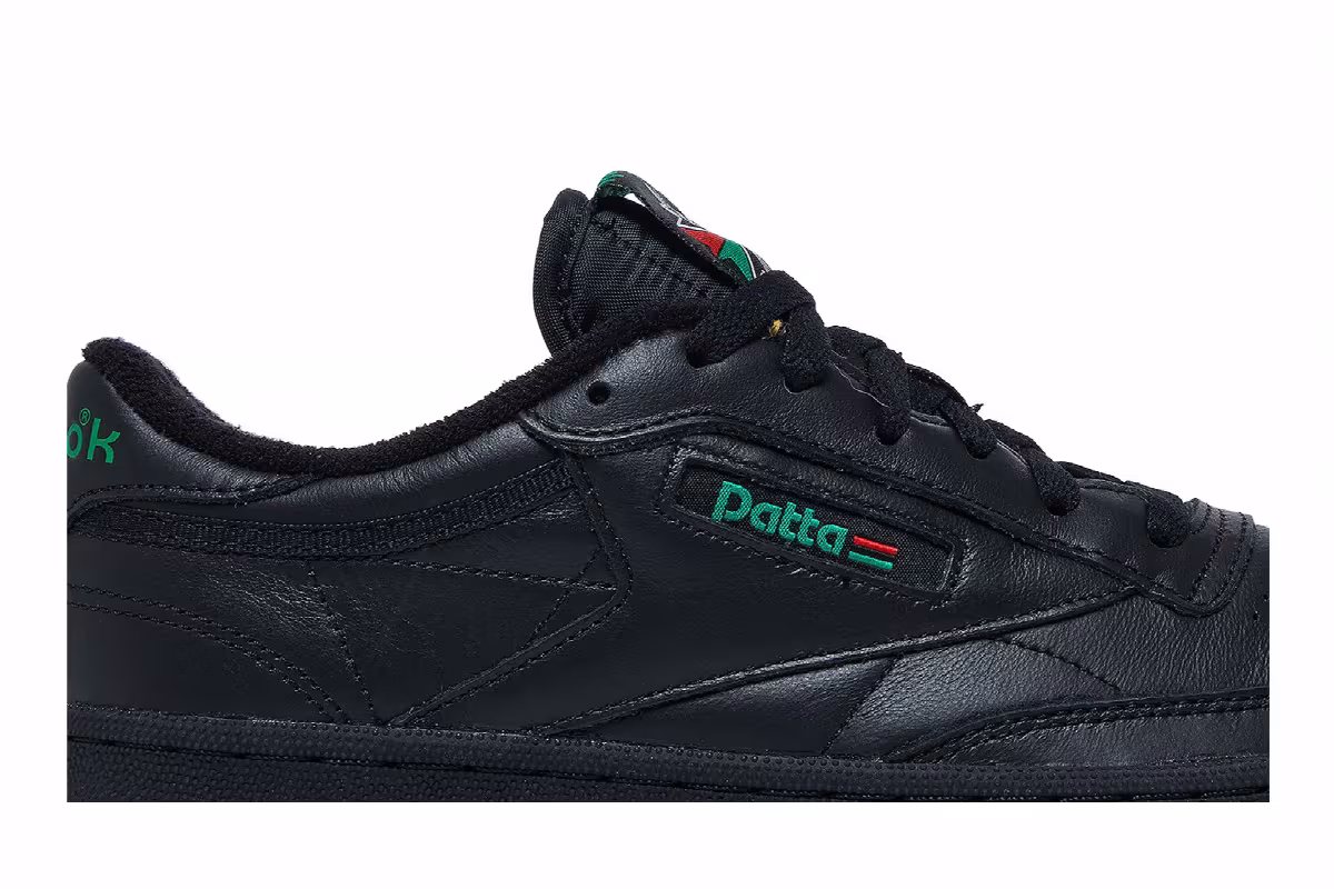 Patta x Reebok Club C 85 Black Glen Green, view 3