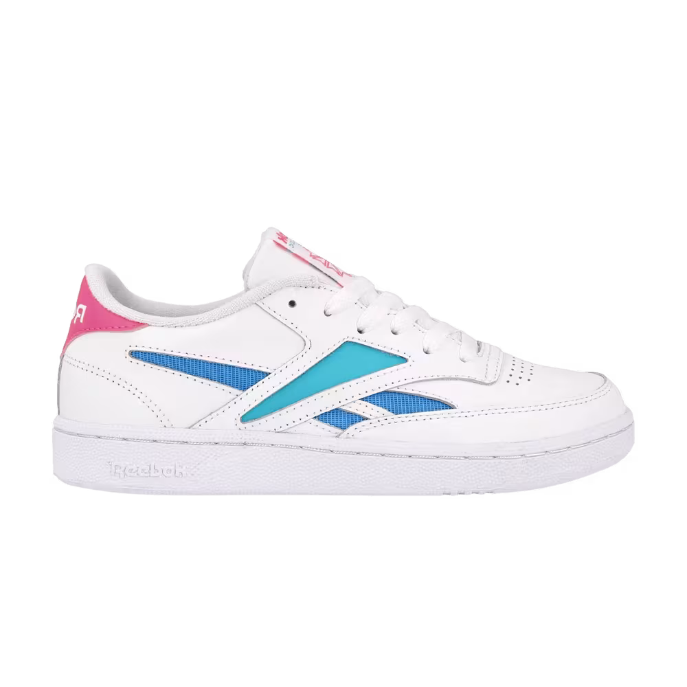 Reebok Women's Club C Revenge Mark White Solid Teal Bright Cyan