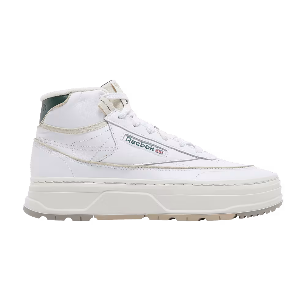 Reebok Women's Club C Geo Mid White Dark Green