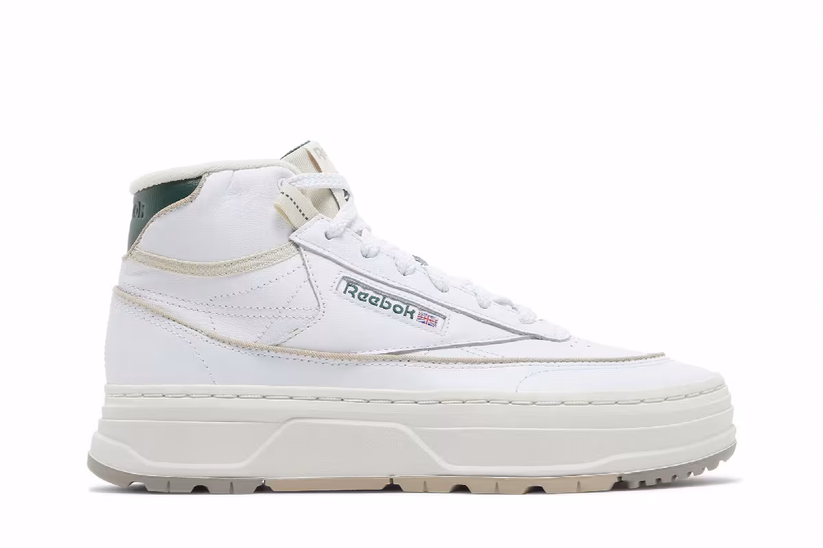 Reebok Women's Club C Geo Mid White Dark Green, view 2