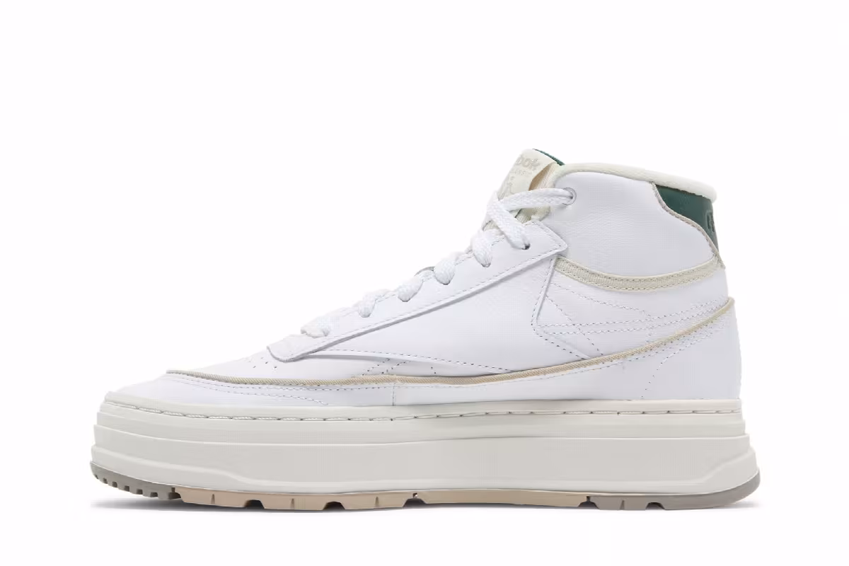 Reebok Women's Club C Geo Mid White Dark Green, view 4