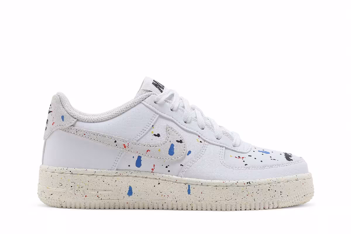 Nike Air Force 1 LV8 3 GS Paint Splatter - White, view 2