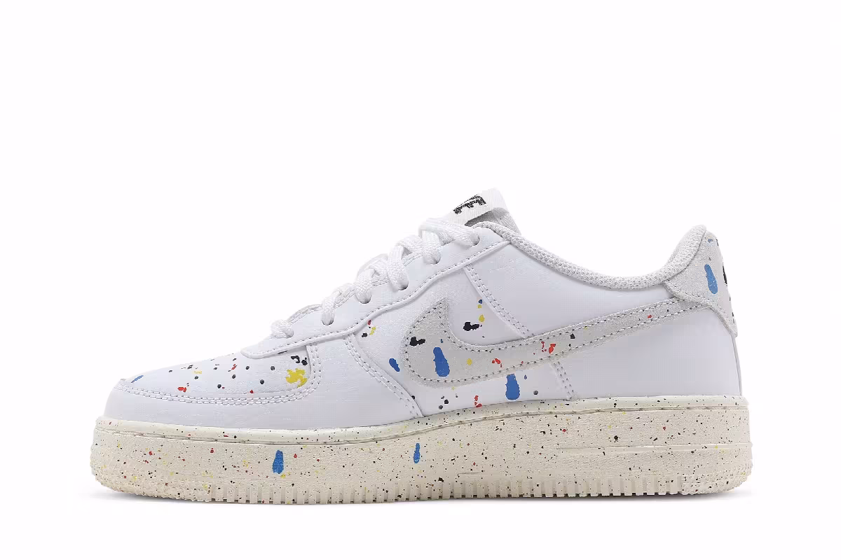 Nike Air Force 1 LV8 3 GS Paint Splatter - White, view 4