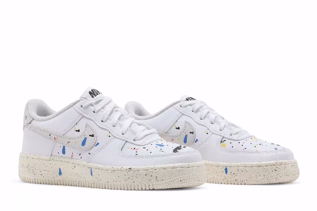 Nike Air Force 1 LV8 3 GS Paint Splatter - White, view 9