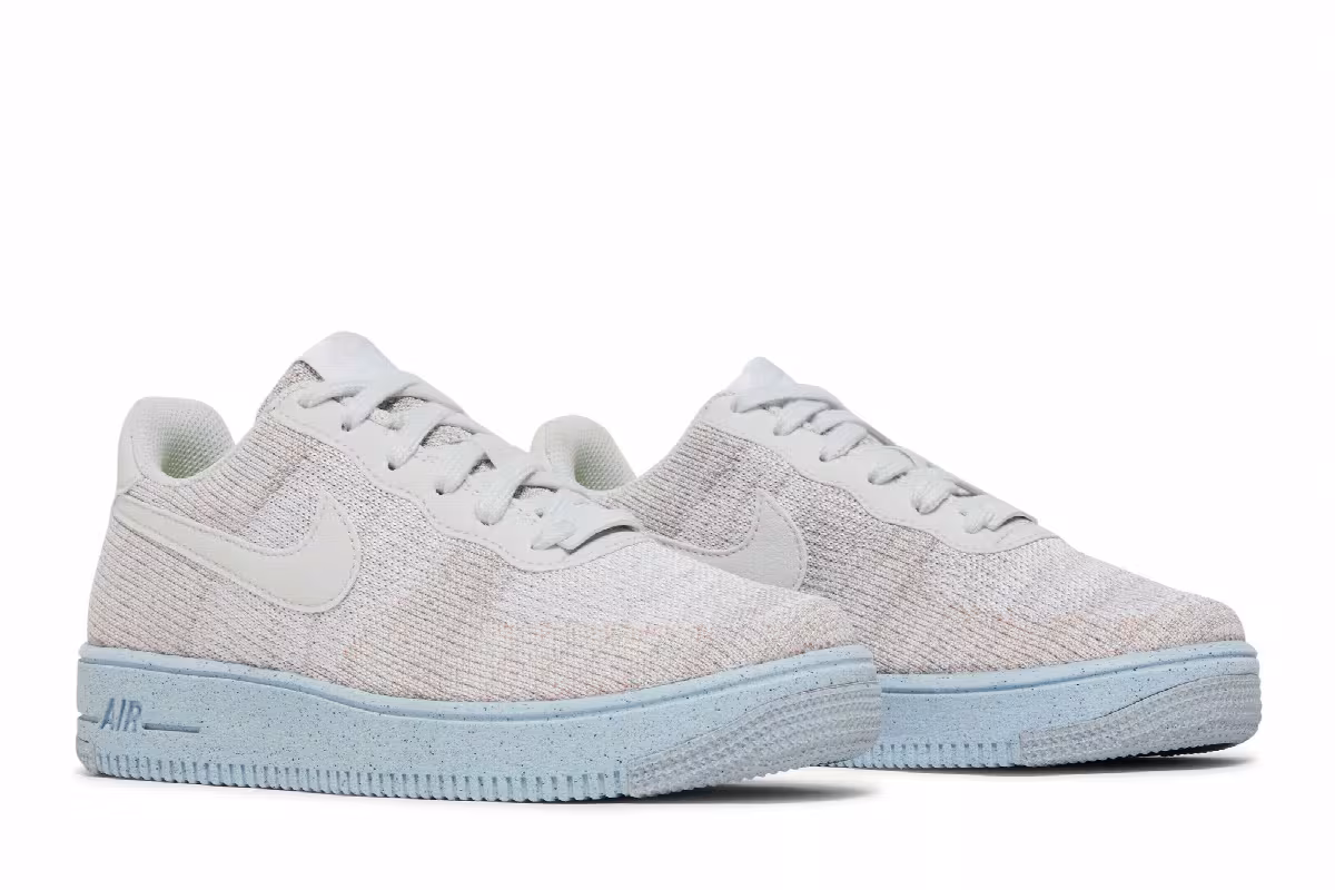 Nike Air Force 1 Crater Flyknit GS White Chambray Blue, view 9