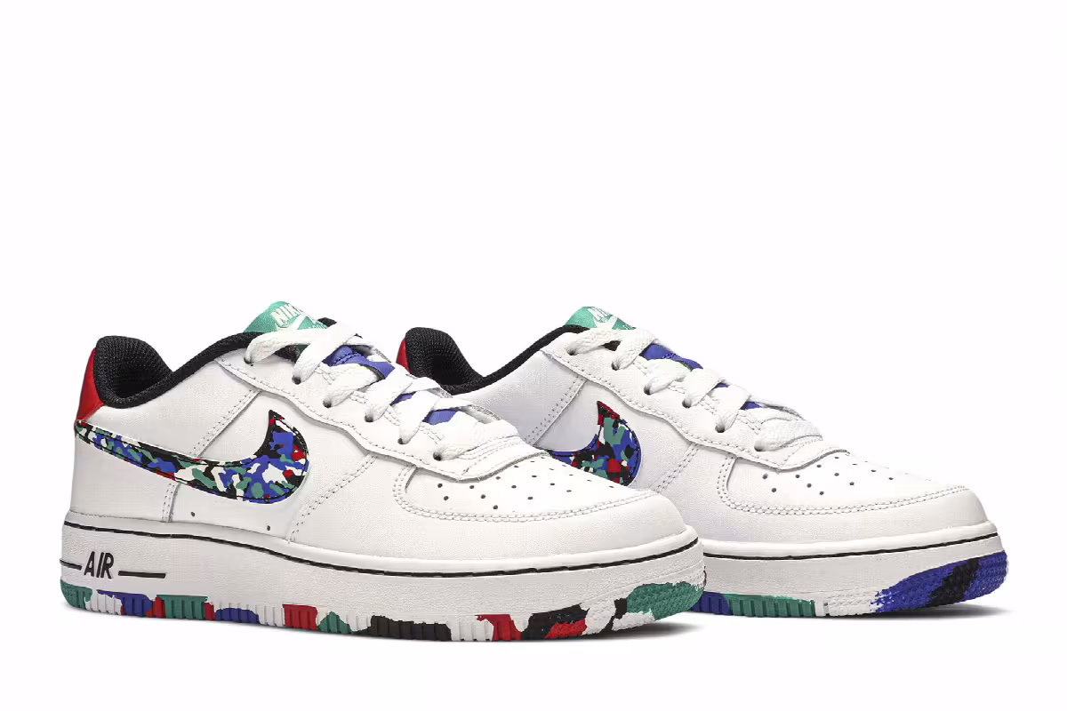 Nike Air Force 1 Low GS Crayon White Multi, view 9