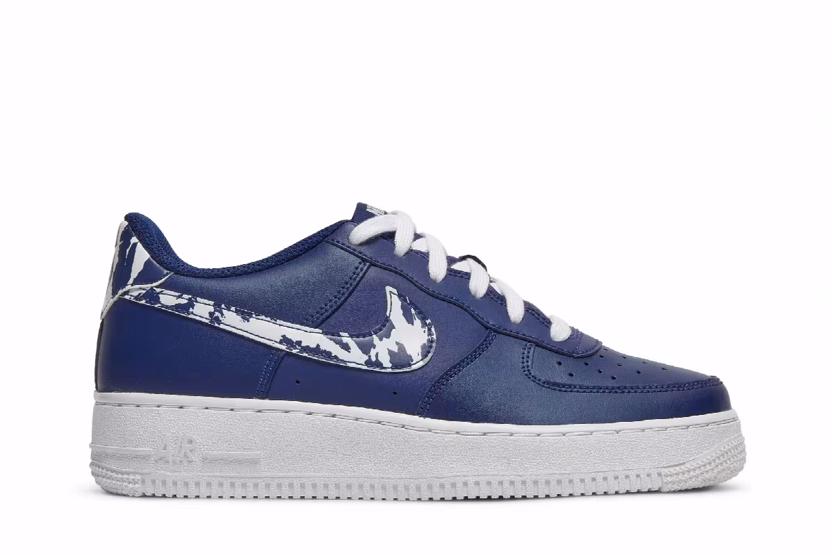Nike Air Force 1 LV8 1 GS Splatter Swoosh - Blue Void, view 2