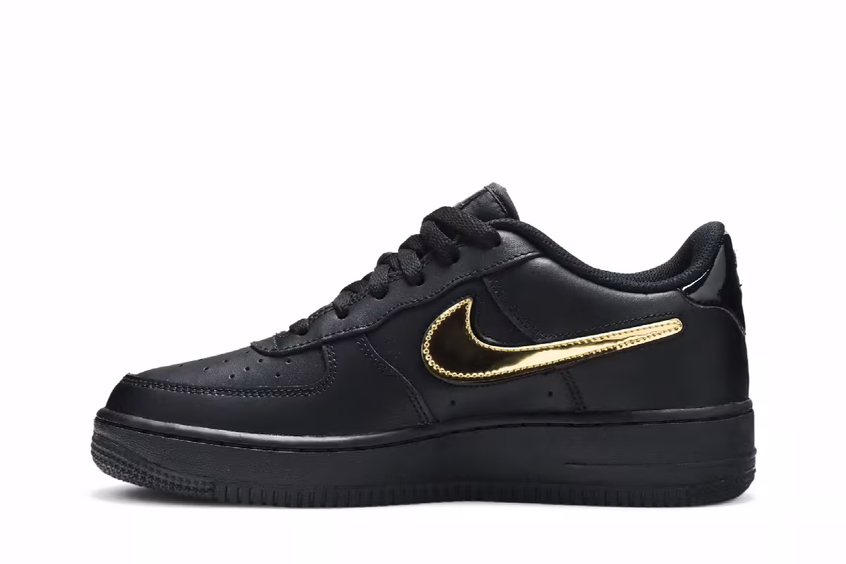 Nike Air Force 1 LV8 3 GS Removable Swoosh - Black, view 4