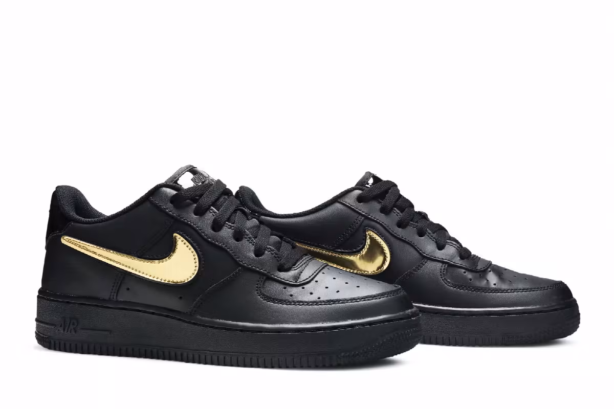 Nike Air Force 1 LV8 3 GS Removable Swoosh - Black, view 9