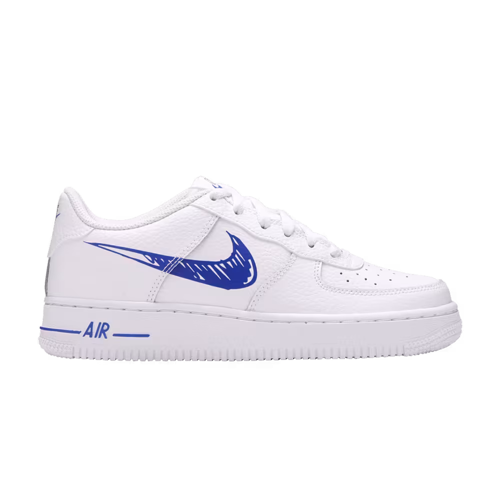 Nike Air Force 1 Low GS Doodle Swoosh - White Racer Blue