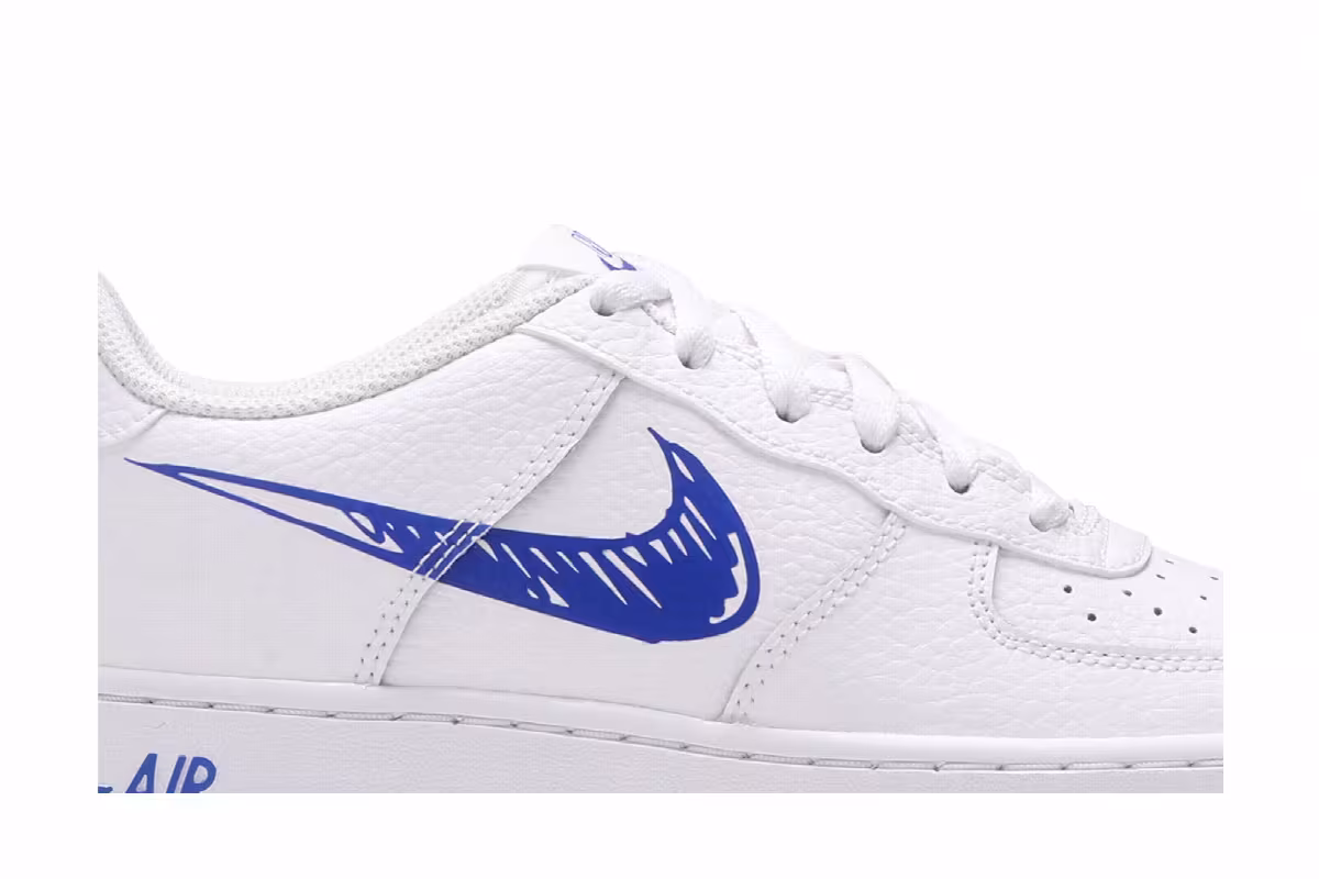 Nike Air Force 1 Low GS Doodle Swoosh - White Racer Blue, view 3