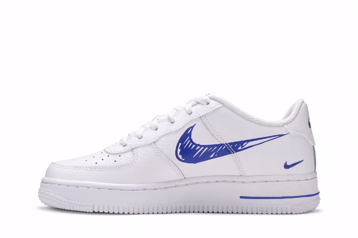 Nike Air Force 1 Low GS Doodle Swoosh - White Racer Blue, view 4