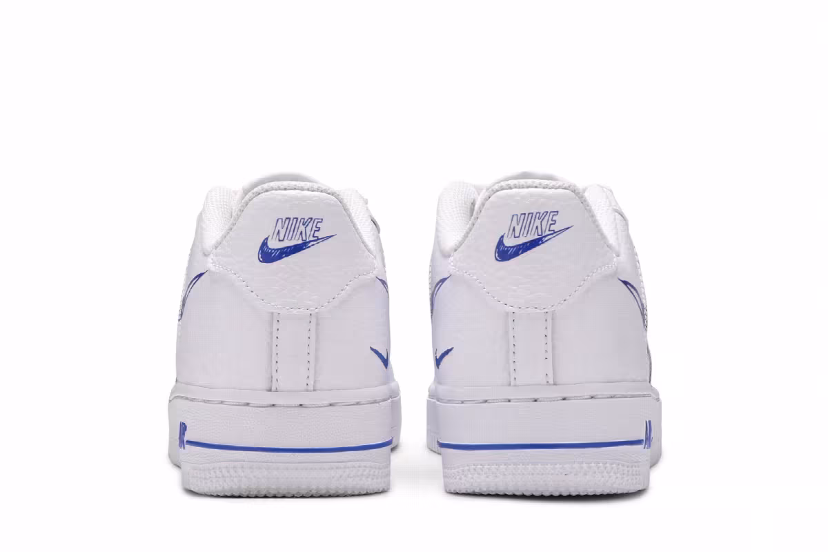 Nike Air Force 1 Low GS Doodle Swoosh - White Racer Blue, view 7