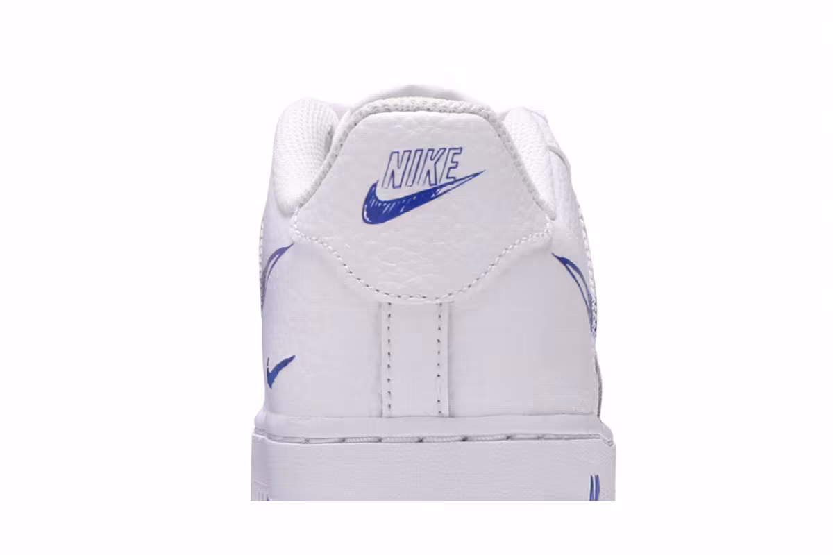 Nike Air Force 1 Low GS Doodle Swoosh - White Racer Blue, view 8
