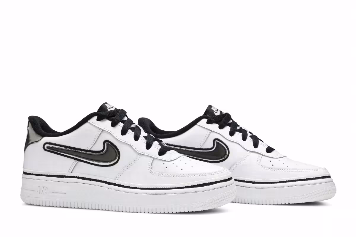 Nike Air Force 1 LV8 Sport GS White Black, view 9
