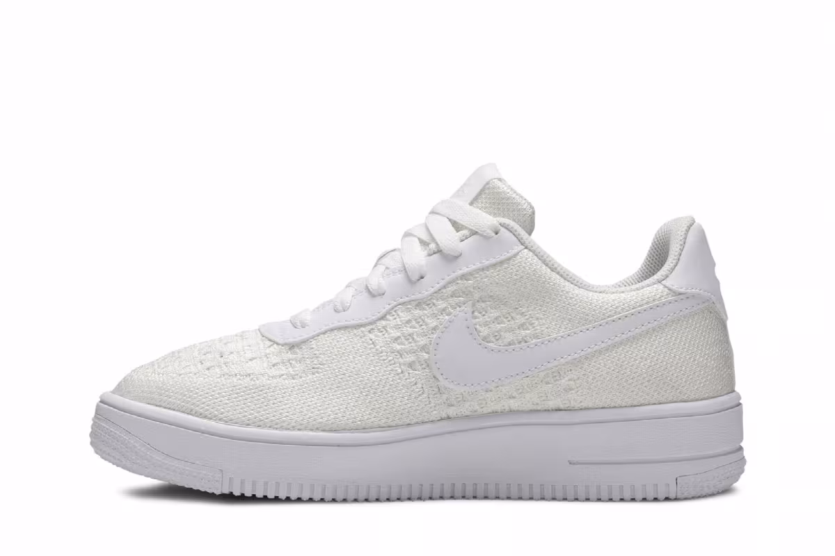 Nike Air Force 1 Flyknit 2.0 GS Triple White, view 4